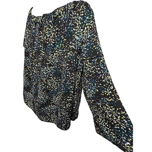 Worthington Women's XL Off-Shoulder Blouse Black Multicolor Flowy Casual Chic - Picture 5 of 12